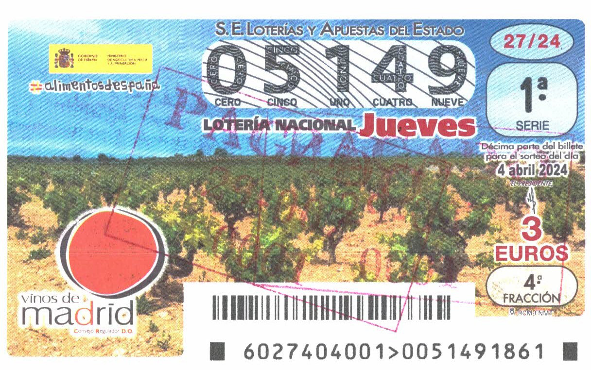 Imagen del décimo premiado